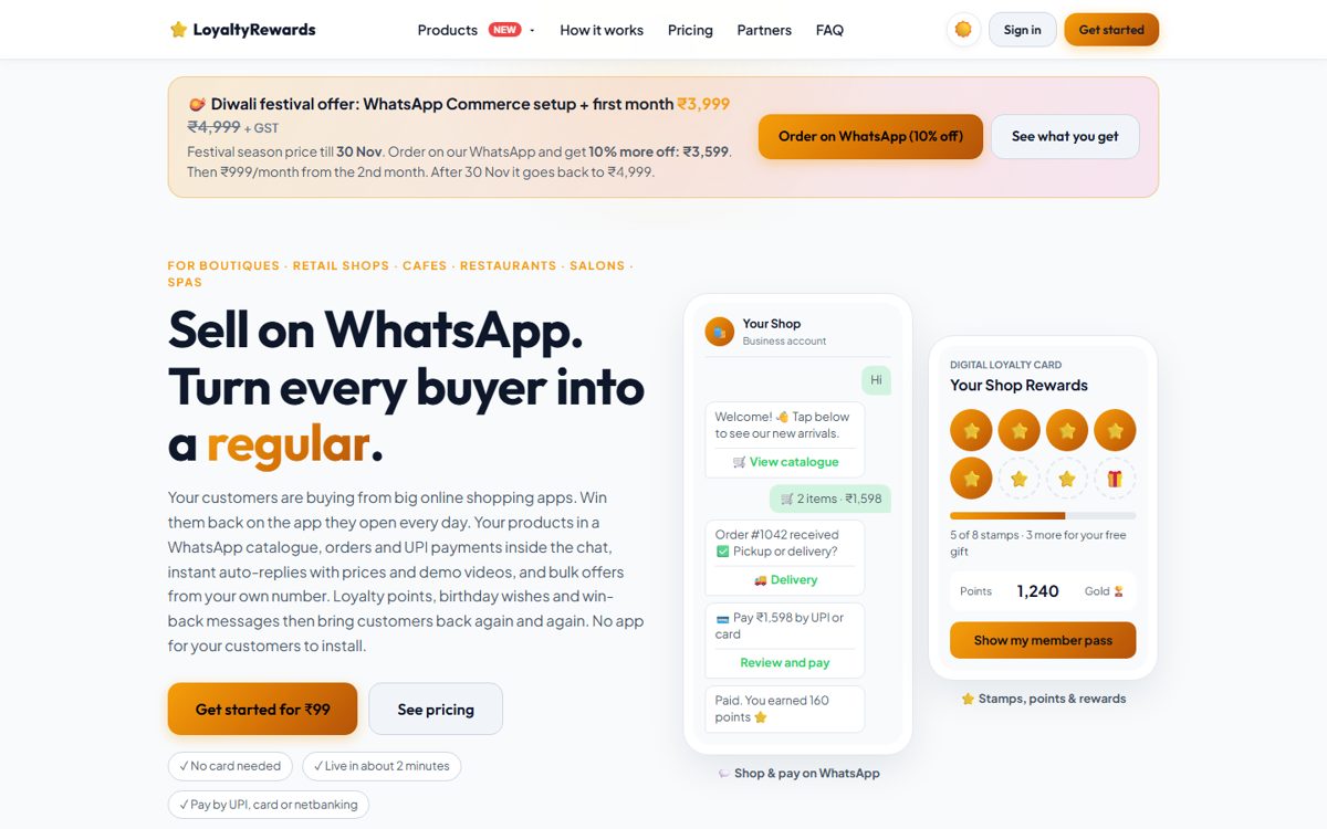 LoyaltyRewards: WhatsApp commerce & loyalty